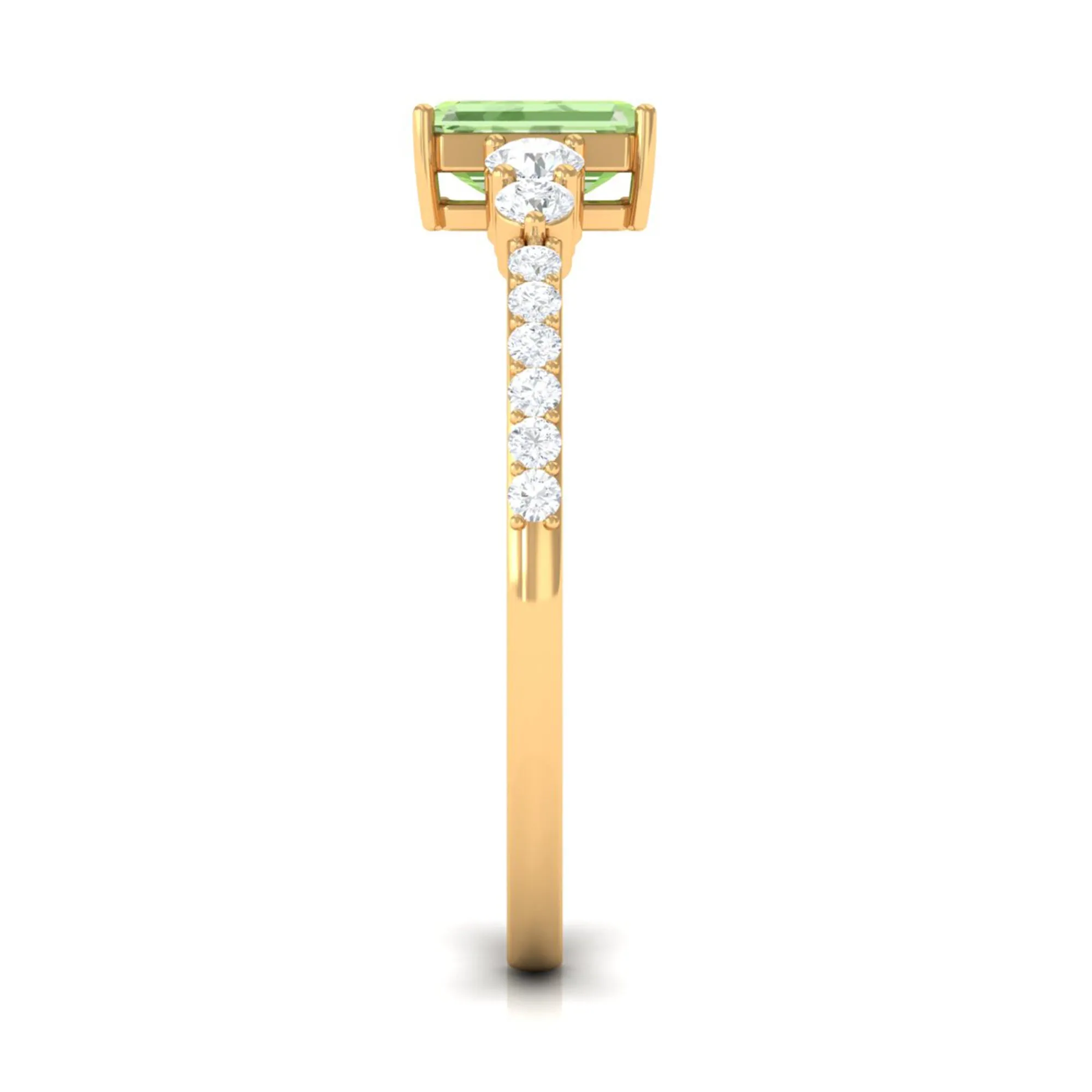 1 CT Emerald Cut Green Sapphire Solitaire Ring with Diamond