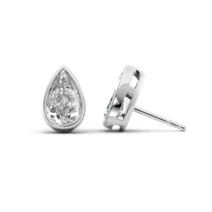 1 CTW Bezel Stud Earrings Set With Pear Lab Diamonds