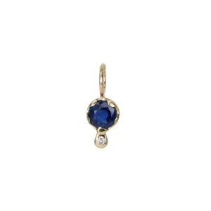 10K Gold Sapphire Birthstone Charm with Diamond Drop