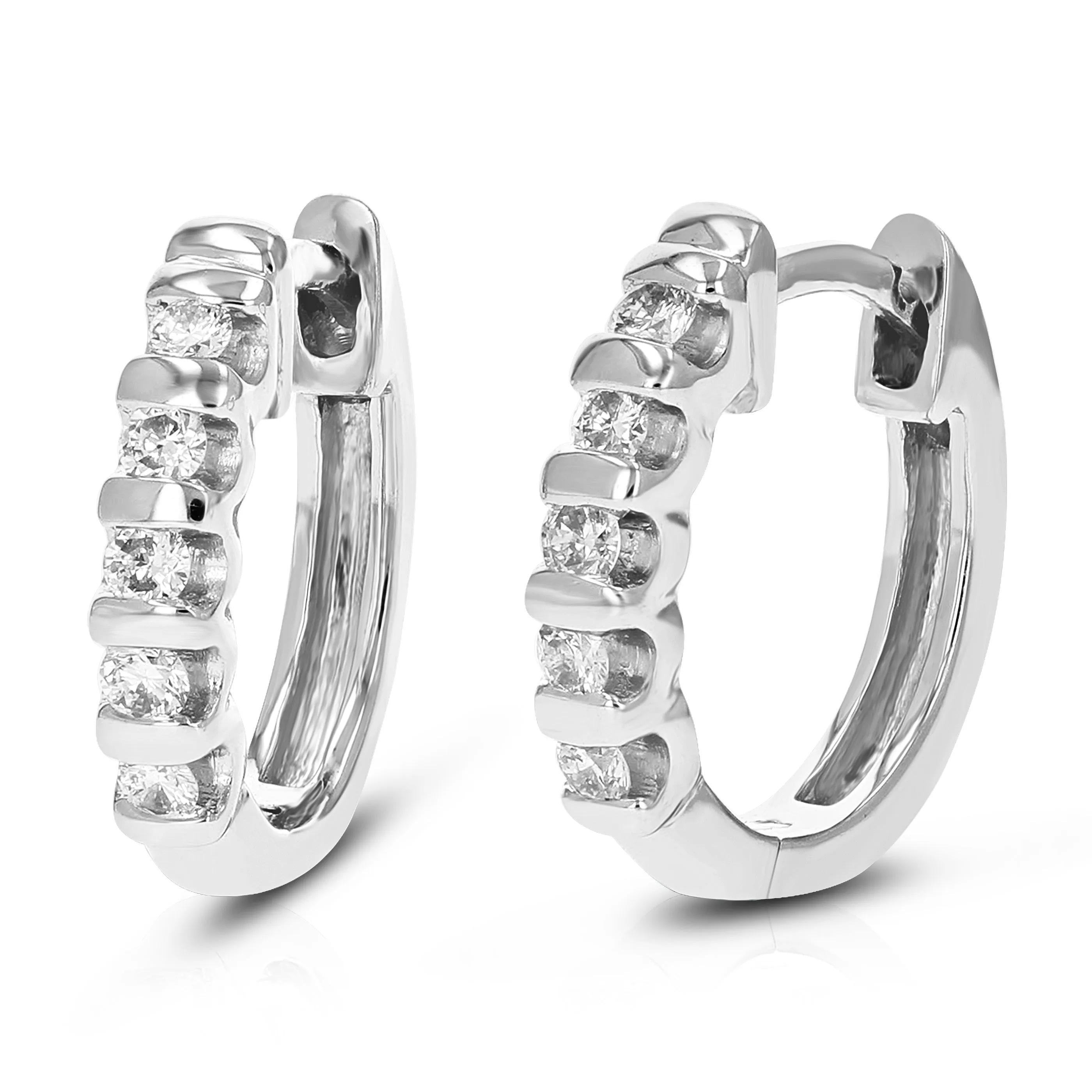 1/4 cttw Lab Grown Diamond Bezel Hoop Earrings in Sterling Silver