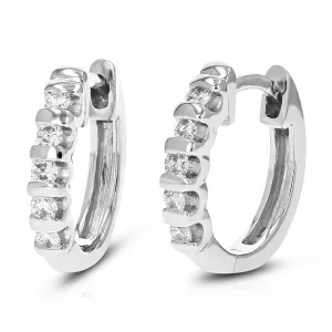 1/4 cttw Lab Grown Diamond Bezel Hoop Earrings in Sterling Silver