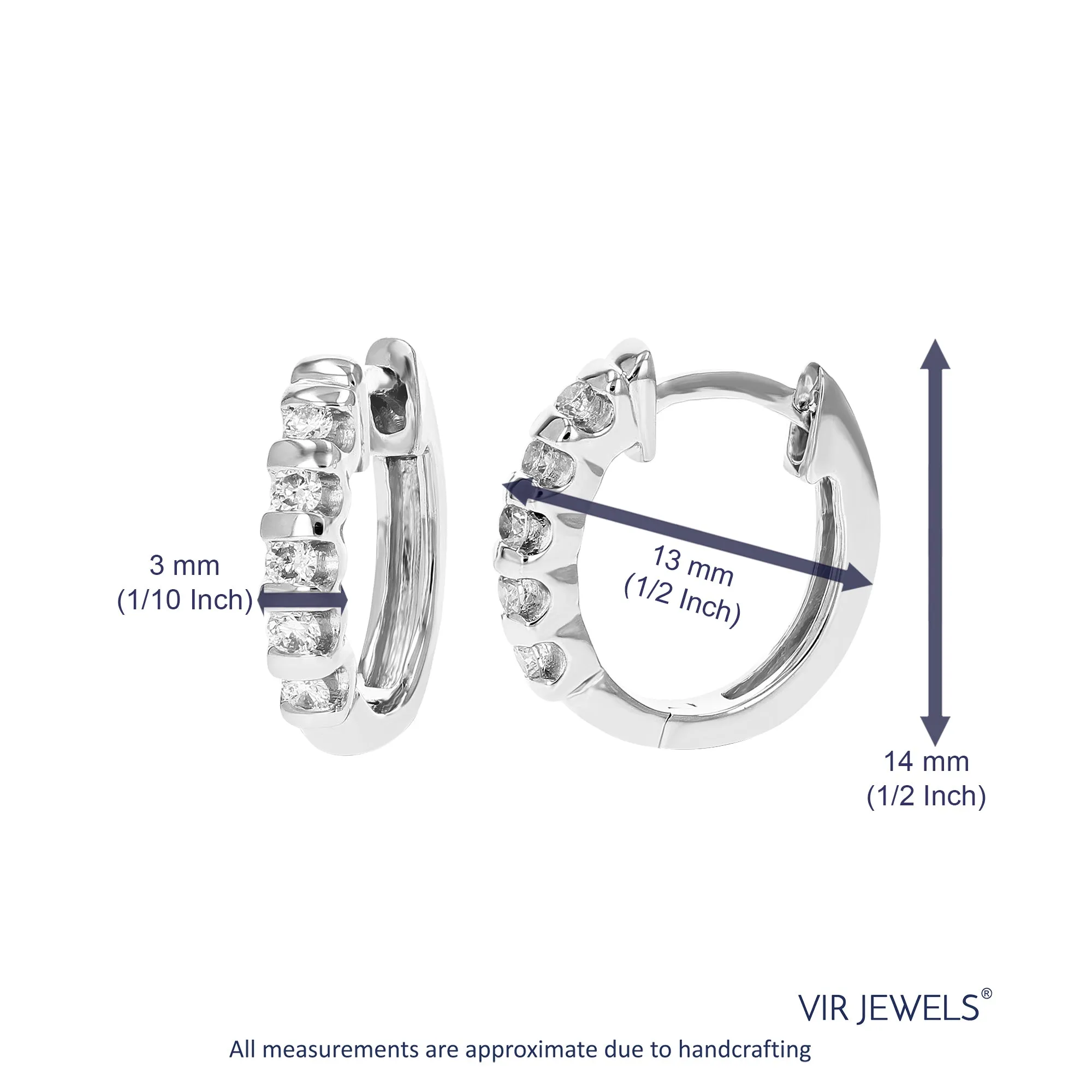 1/4 cttw Lab Grown Diamond Bezel Hoop Earrings in Sterling Silver