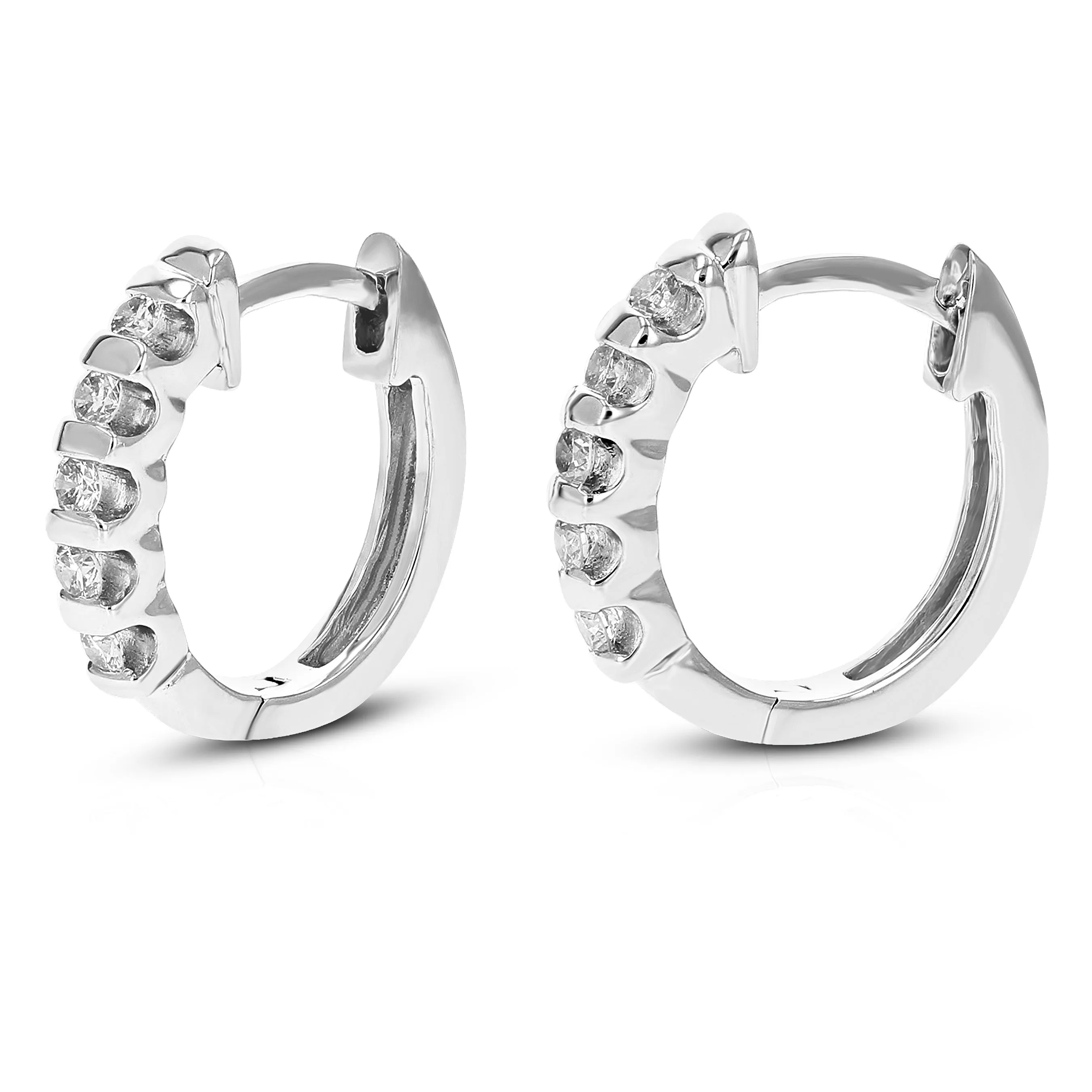 1/4 cttw Lab Grown Diamond Bezel Hoop Earrings in Sterling Silver