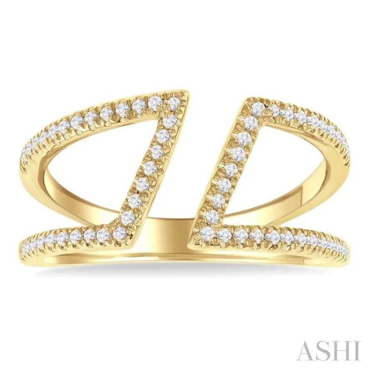 1/4 Ctw Geometric Wide Split Lightweight Round Cut Diamond Open Fashion Ring in 10K Yellow Gold