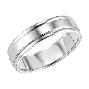 14k White Gold Polished Finish Ring with Round Edges - 6mm