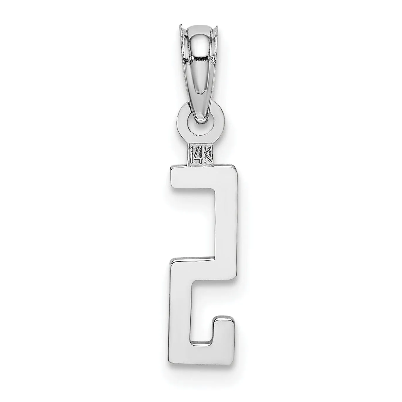 14K White Gold Polished Finished Block Script Design Number 5 Charm Pendant