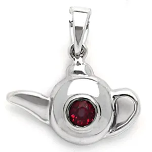 14k White Gold Ruby Teakettle Pendant