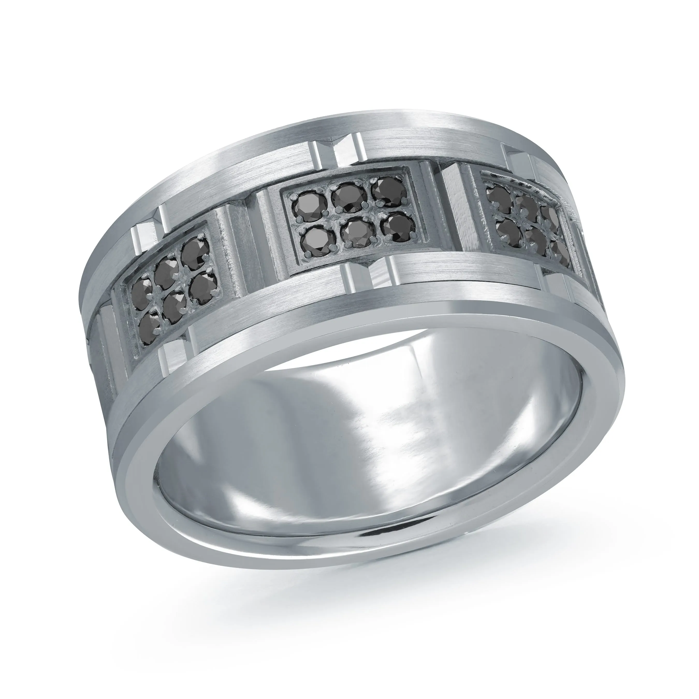 14K White Gold with Carbon Fiber Ring from the Tantalum Collection by Malo - MRDTN-057-11WBD