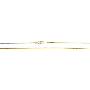 14K Yellow Gold Diamond Cut 1mm Wheat Chain with Lobster Claw Clasp