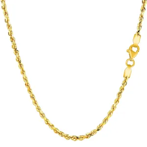 14K Yellow Gold Filled Solid Rope Chain Bracelet, 2.1mm, 8.5"