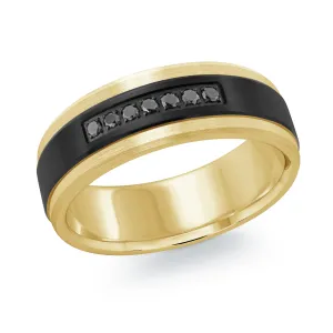 14K Yellow Gold with Carbon Fiber Ring from the Titanium Collection by Malo - MRDTI-022-7YBD