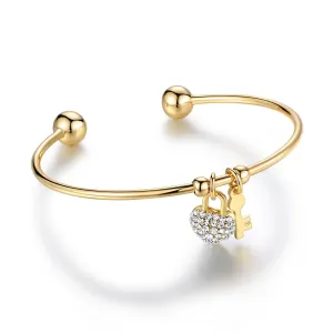 18K Gold Plated Love Lock Bangle