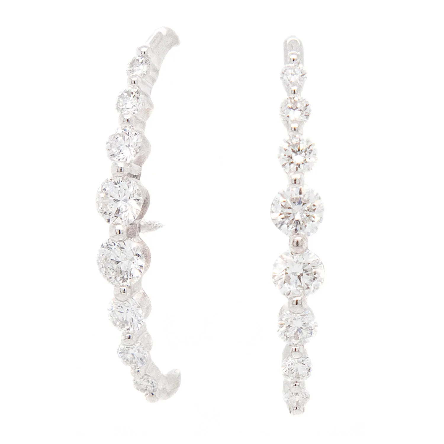 18k White Gold Diamond Crescent Earrings