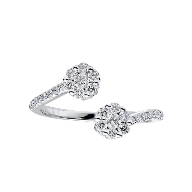 18k white Gold Double Flower Diamond Ring