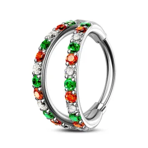 20G Christmas Color Combo Double Hoop Nose Ring