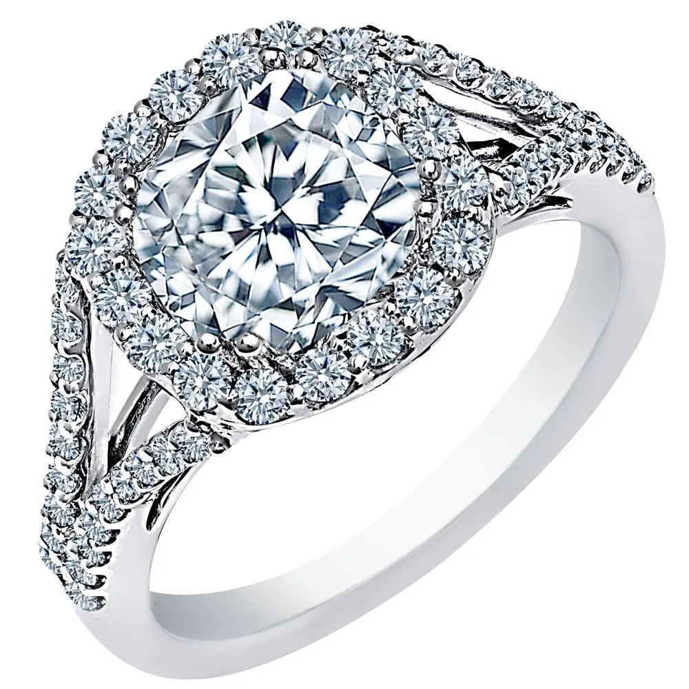 3.00 Carat Round Brilliant Cut Diamond Halo Engagement Ring - style 2