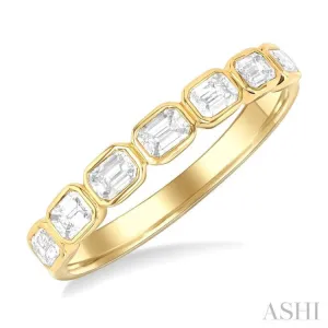 3/4 Ctw East-West Emerald Cut Bezel Diamond Fashion Band in 14K Yellow Gold