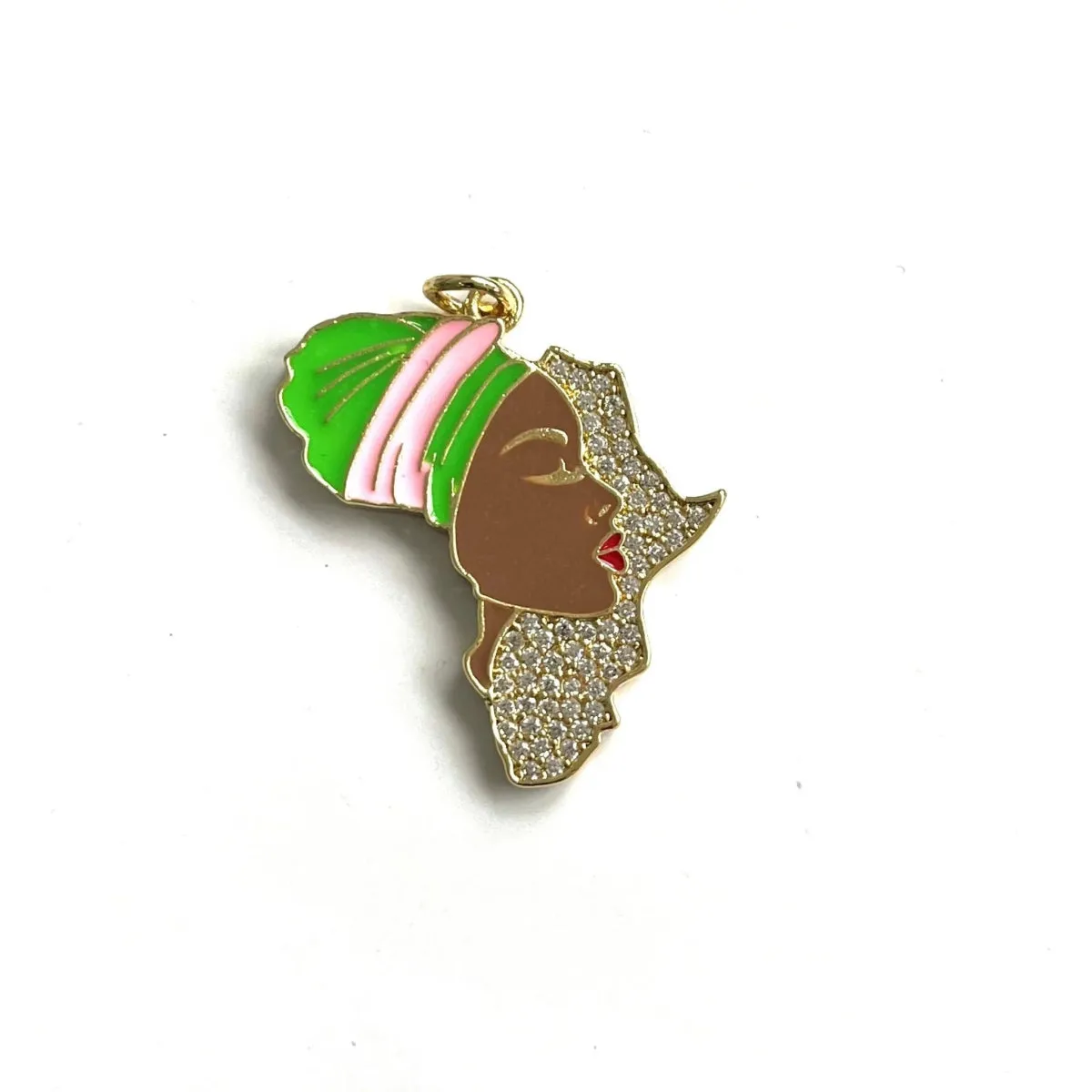 5PCS Africa Map Pendant with Cubic Zirconia Accent