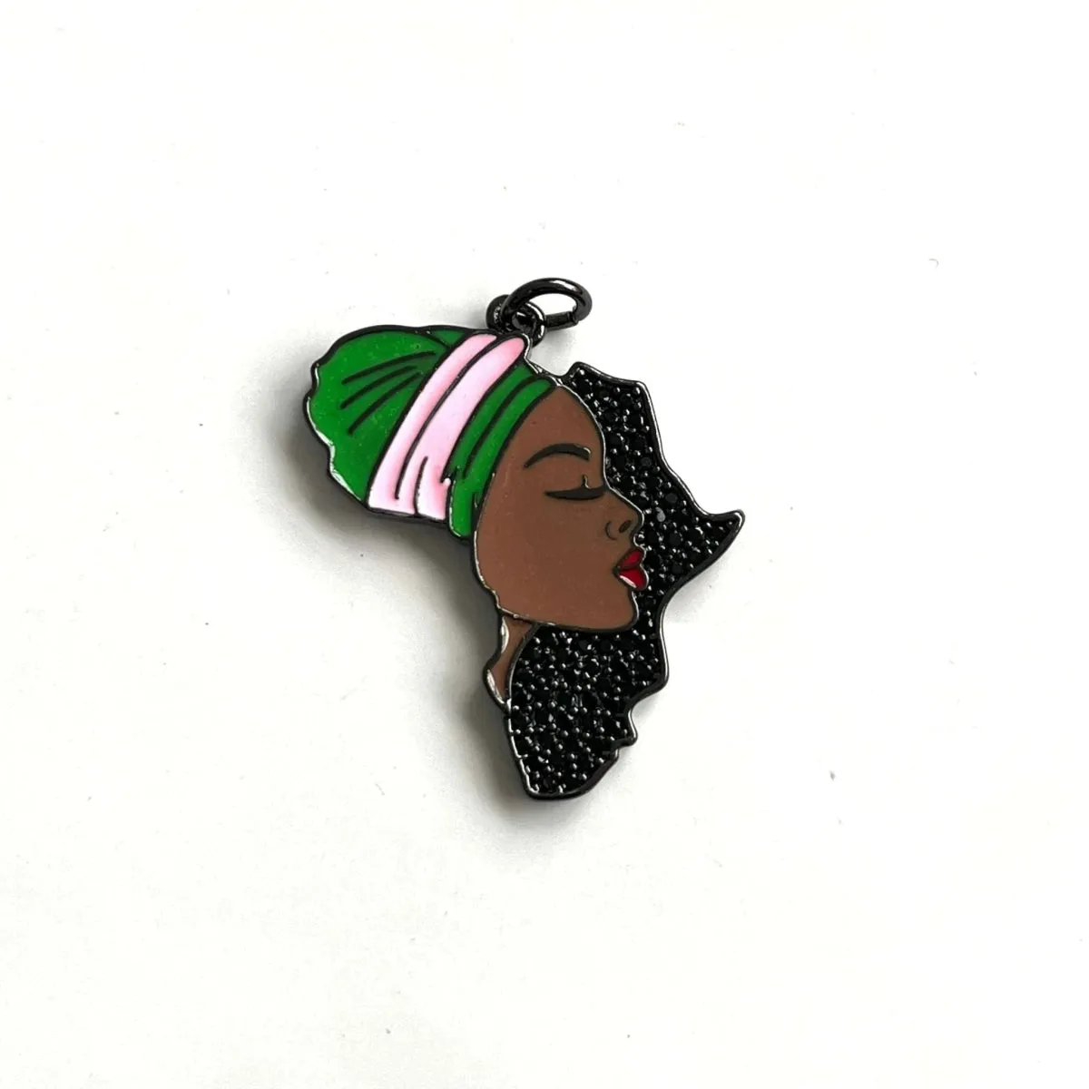 5PCS Africa Map Pendant with Cubic Zirconia Accent