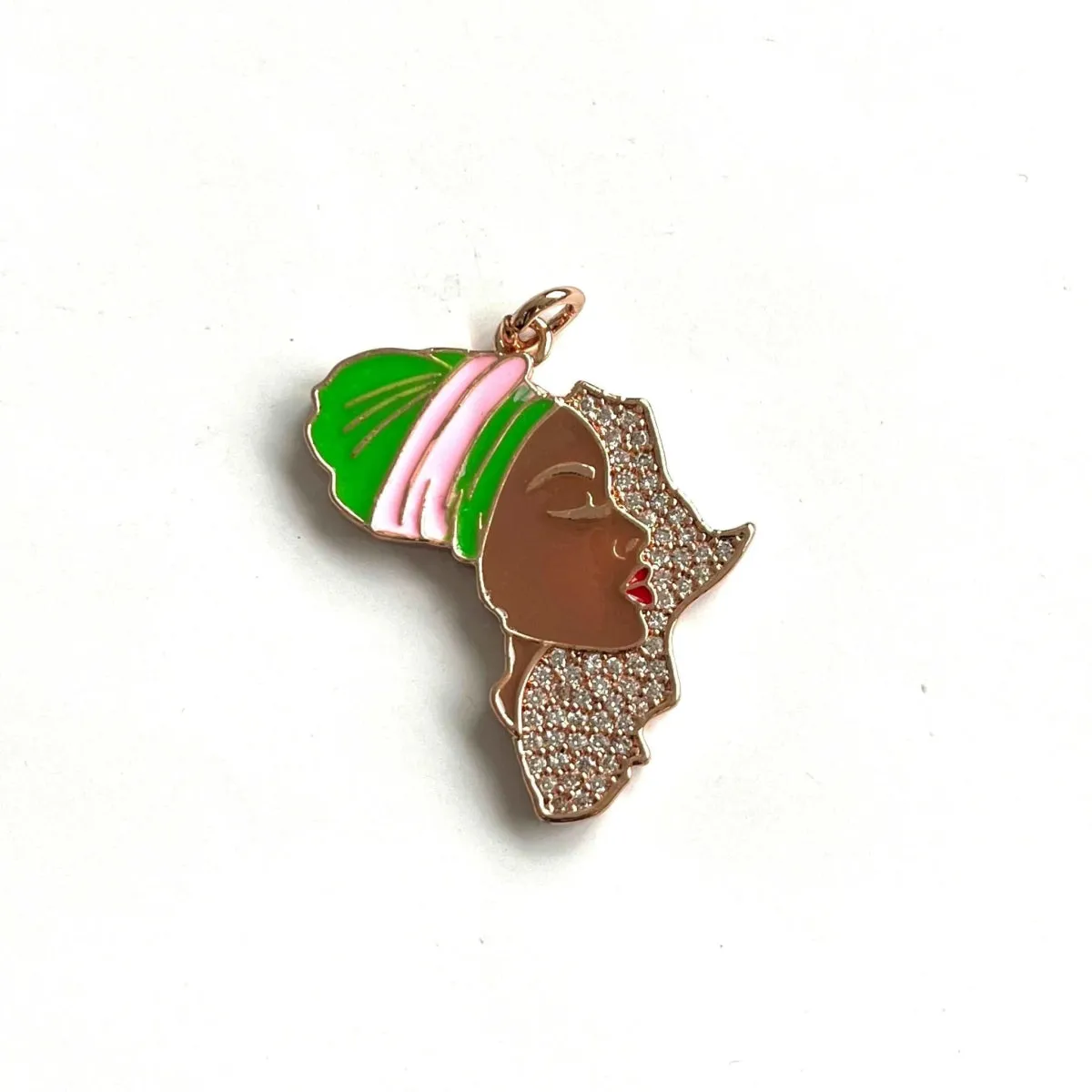 5PCS Africa Map Pendant with Cubic Zirconia Accent