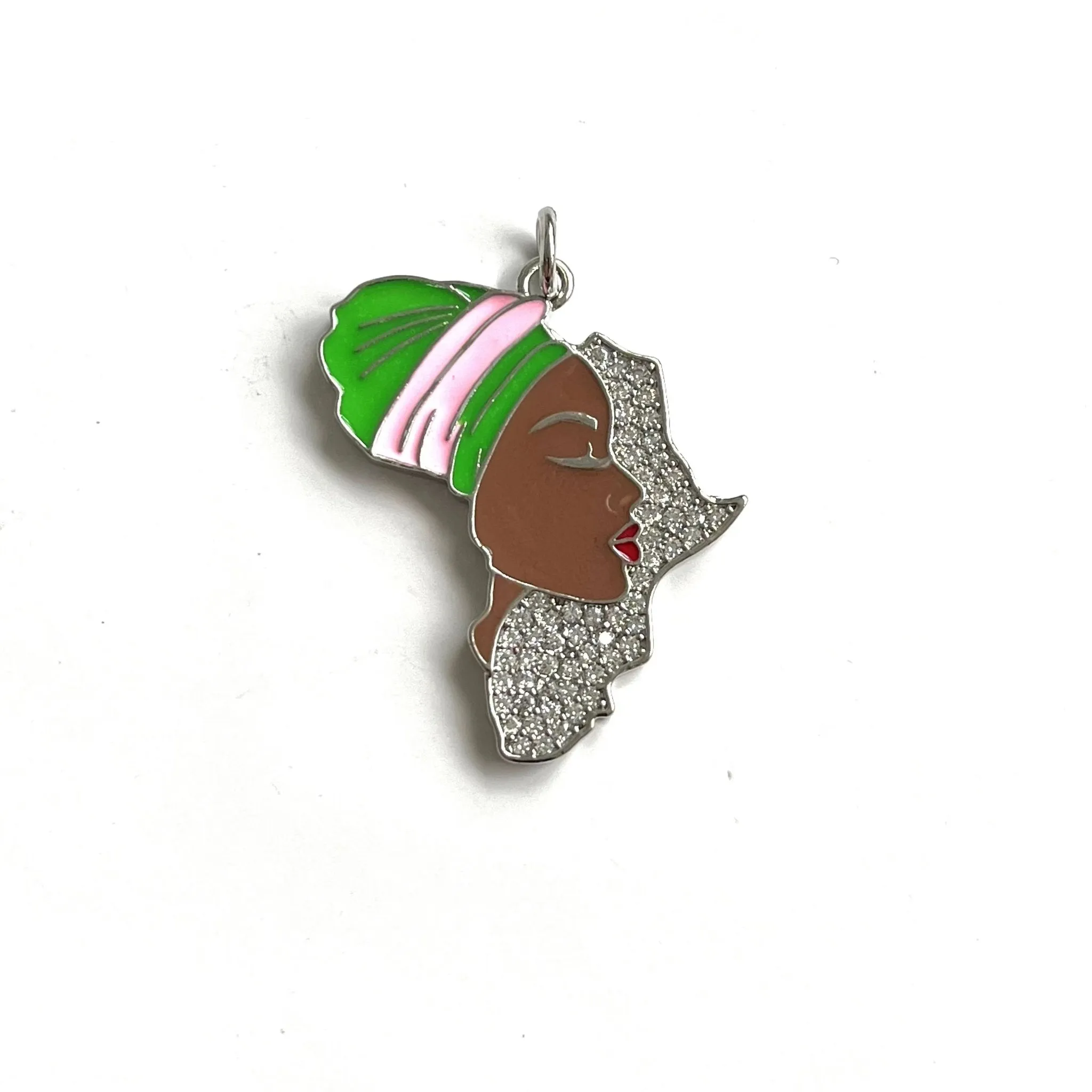 5PCS Africa Map Pendant with Cubic Zirconia Accent