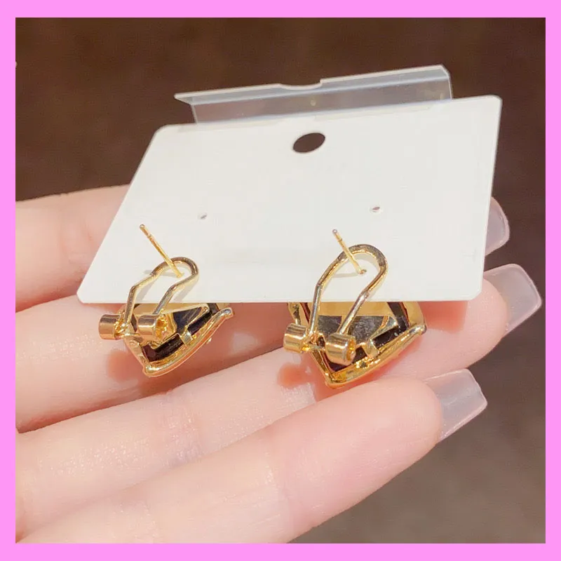 【6-17#】Black and Gold Minimalist Earrings  for female fashion daily engagement wedding anniversary