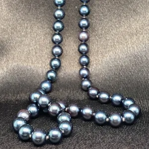 6mm Black Akoya Pearls 14kt White Gold filigree Clasp