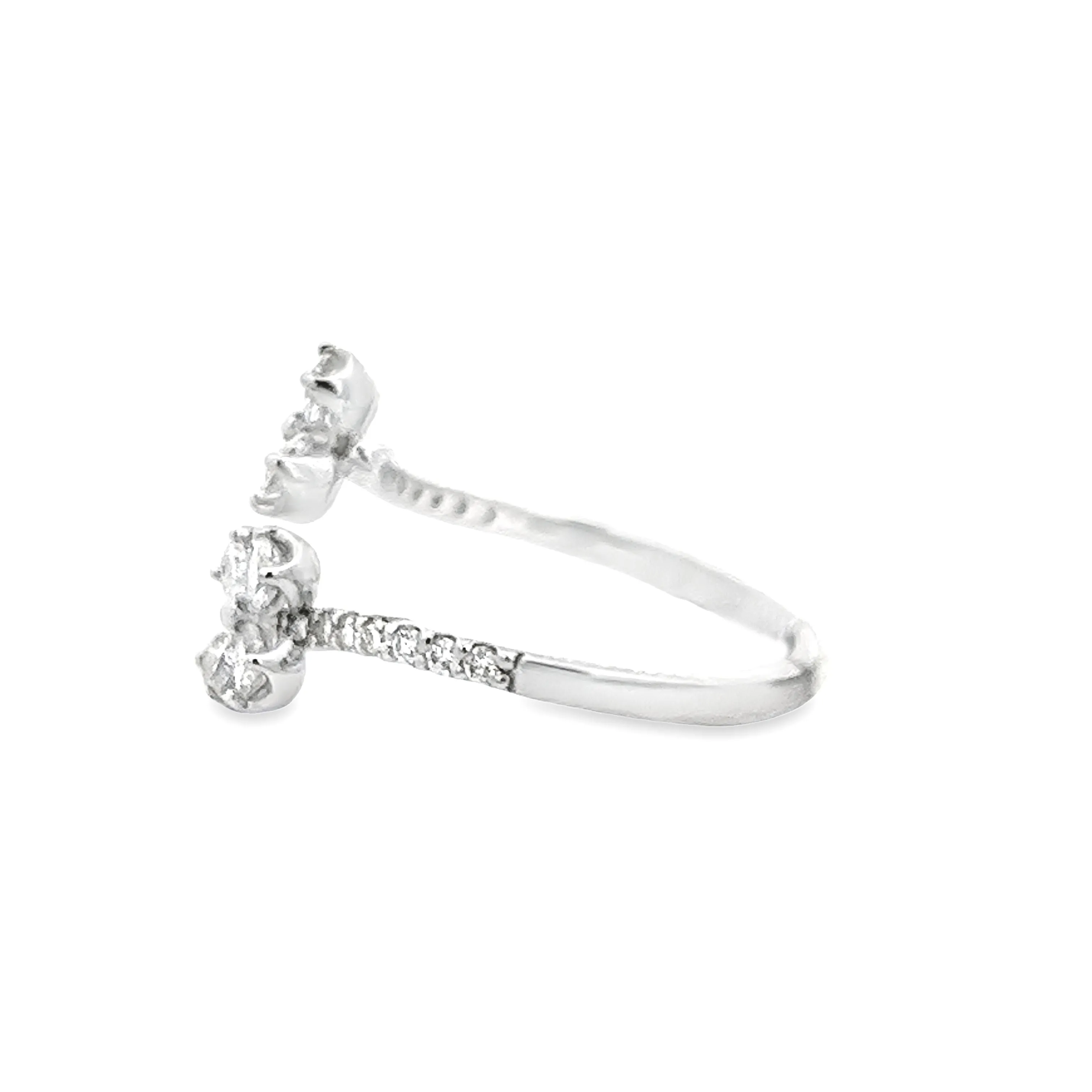 .71ct 18k White Gold Diamond Flower Bypass Ring