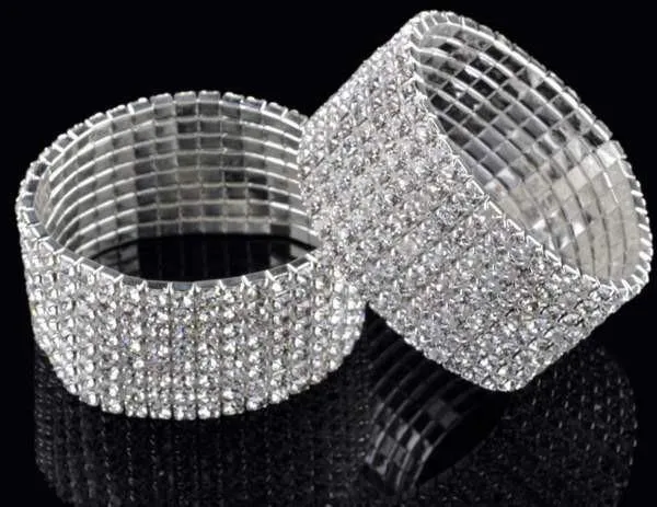 8 Rows Crystal Rhinestone Elastic Bridal Bracelet