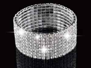 8 Rows Crystal Rhinestone Elastic Bridal Bracelet