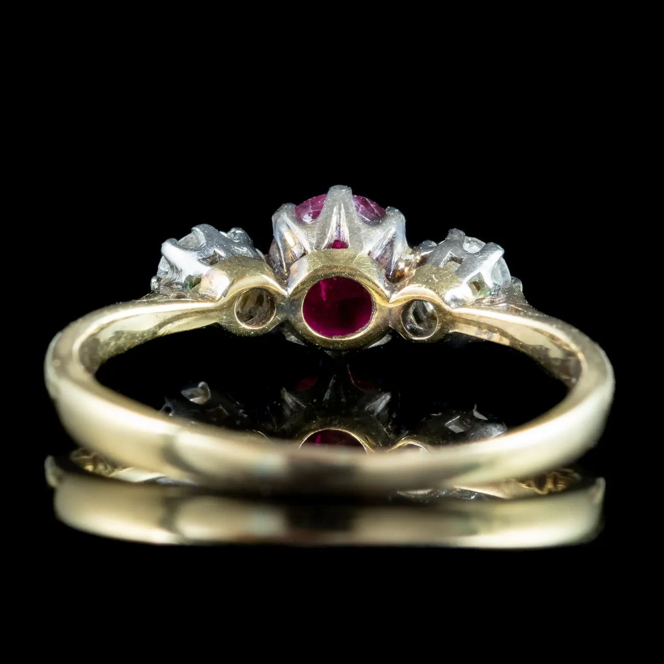 Antique Edwardian Ruby Diamond Trilogy Ring 0.80ct Ruby