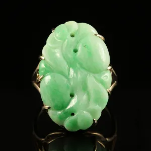 Antique Victorian Jade Ring 9Ct Gold Circa 1890