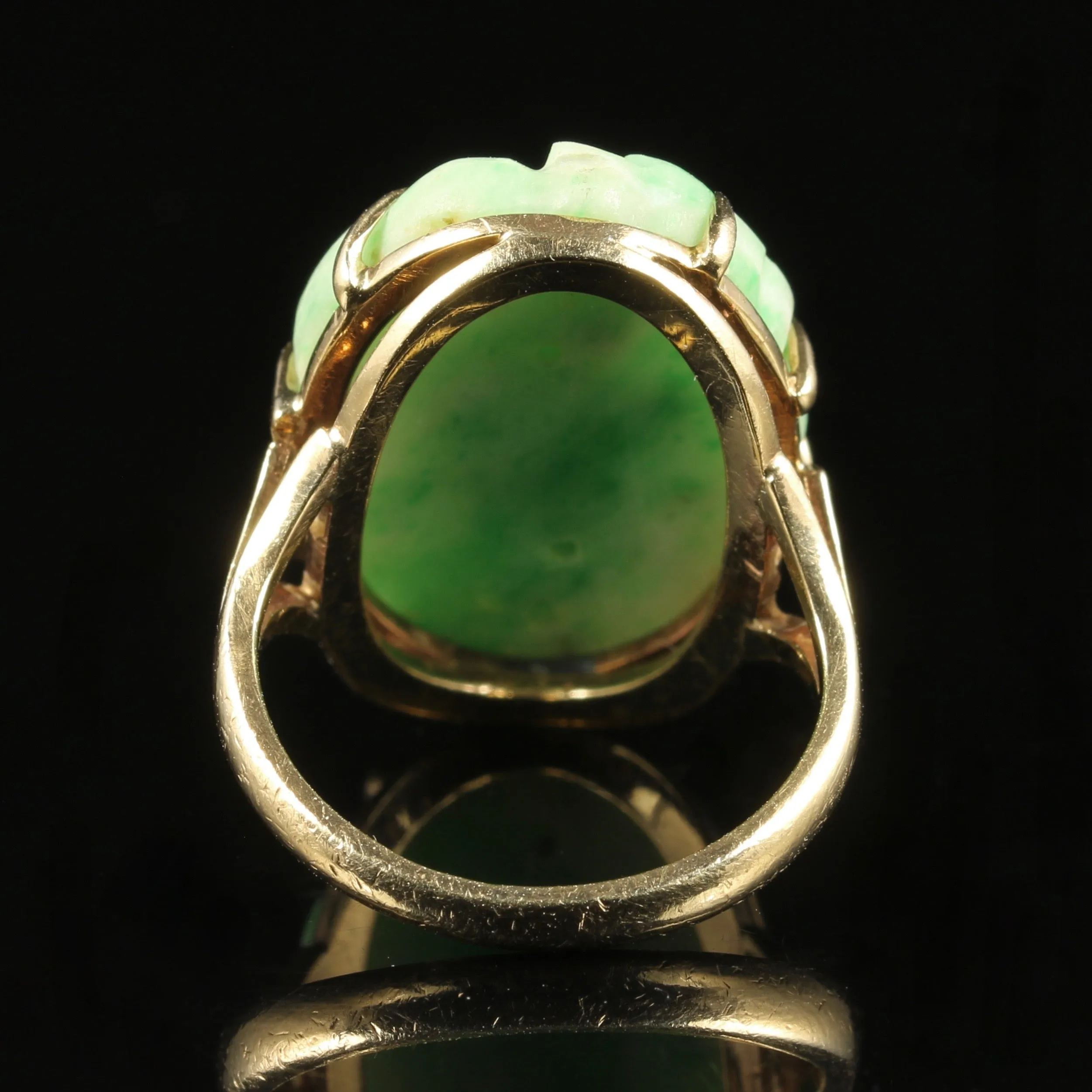 Antique Victorian Jade Ring 9Ct Gold Circa 1890