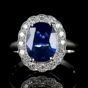 Antique Sapphire Diamond Ring Platinum Circa 1900-1930