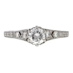 Art Deco Diamond Engagement Ring, RBC 0.40ct.