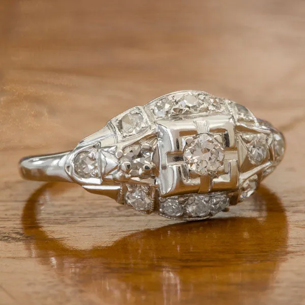 Art Deco Diamond Ring, RBC 0.10ct.