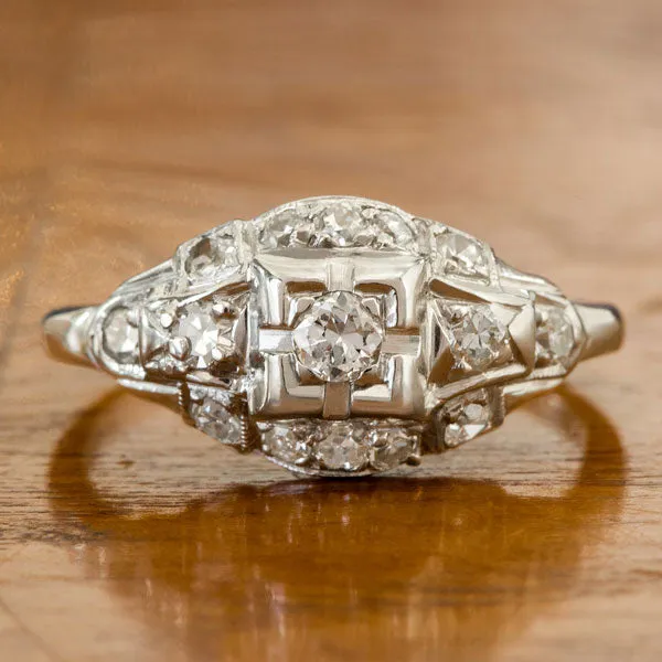 Art Deco Diamond Ring, RBC 0.10ct.