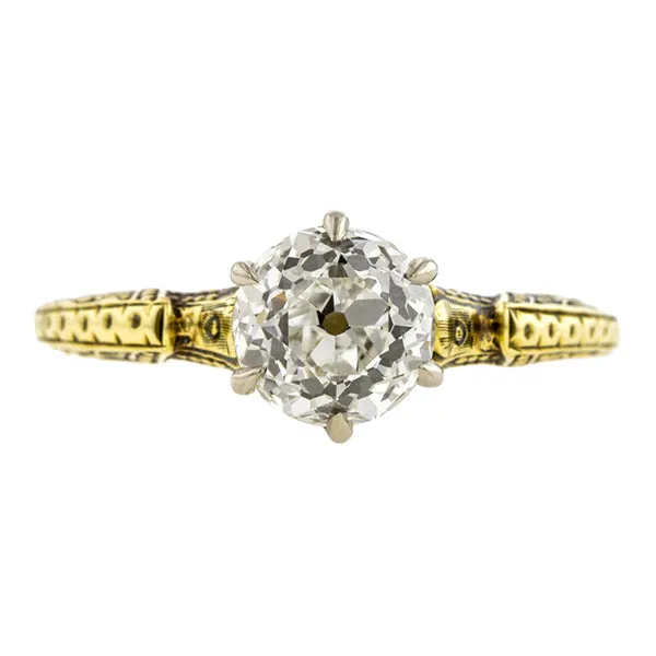 Art Deco Diamond Solitaire Engagement Ring, RBC 1.52ct