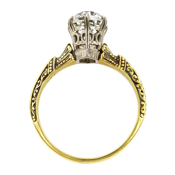 Art Deco Diamond Solitaire Engagement Ring, RBC 1.52ct