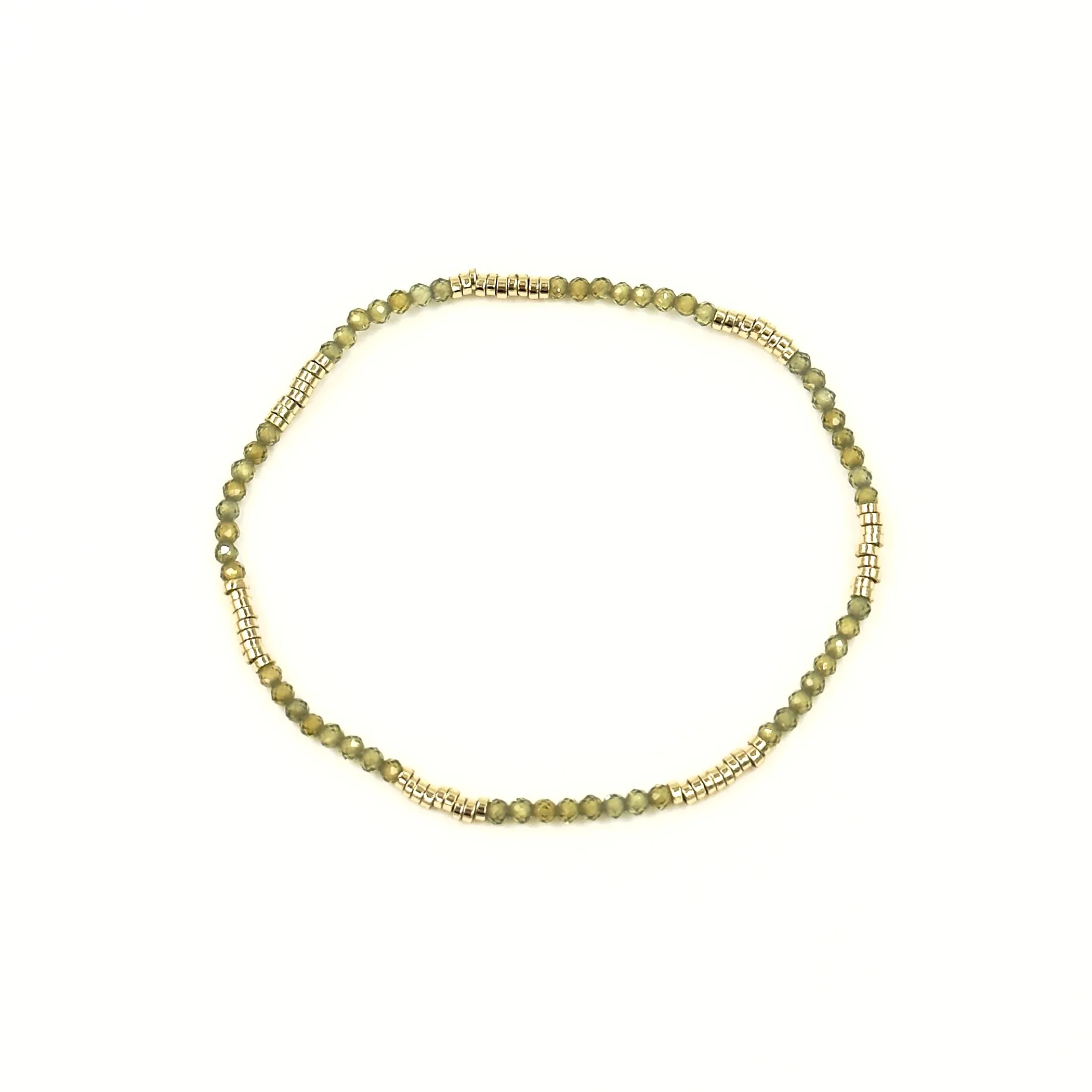 Ashley Gold Stainless Steel Gold Plated Alternate Semi Precious Stone Beaded Stretch Bracelet