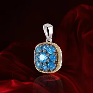 Azure Blue Pendant with 18K Yellow Gold Finished Rope Detail