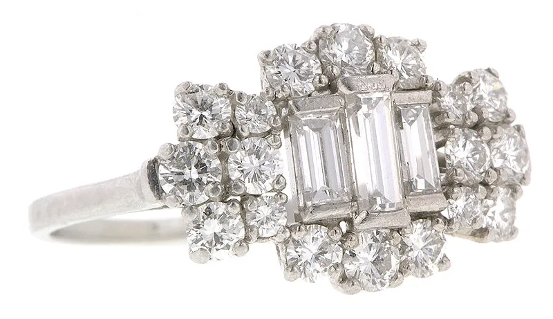 Baguette & Diamond Platinum Ring