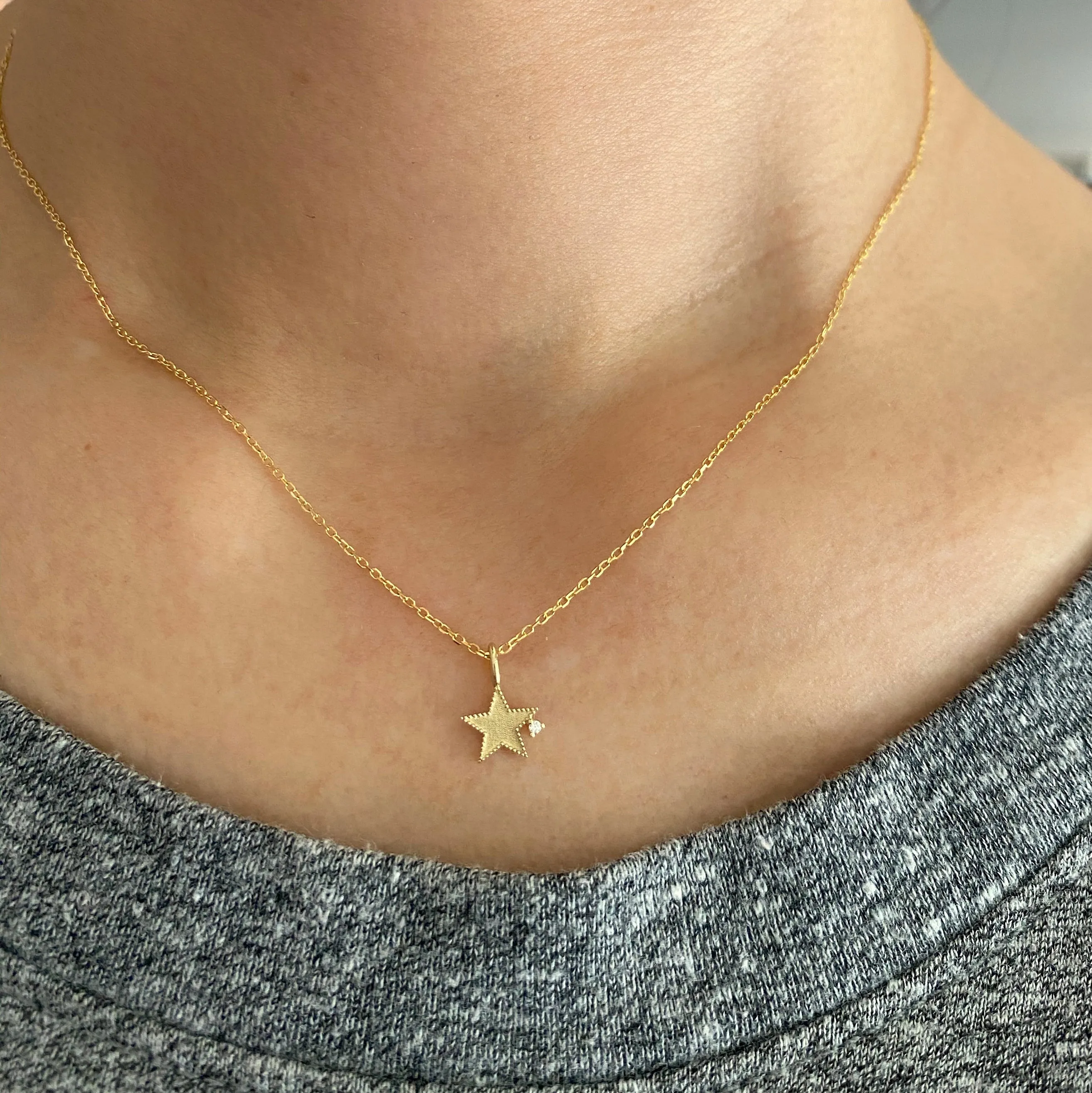 Beaded Diamond Star Necklace