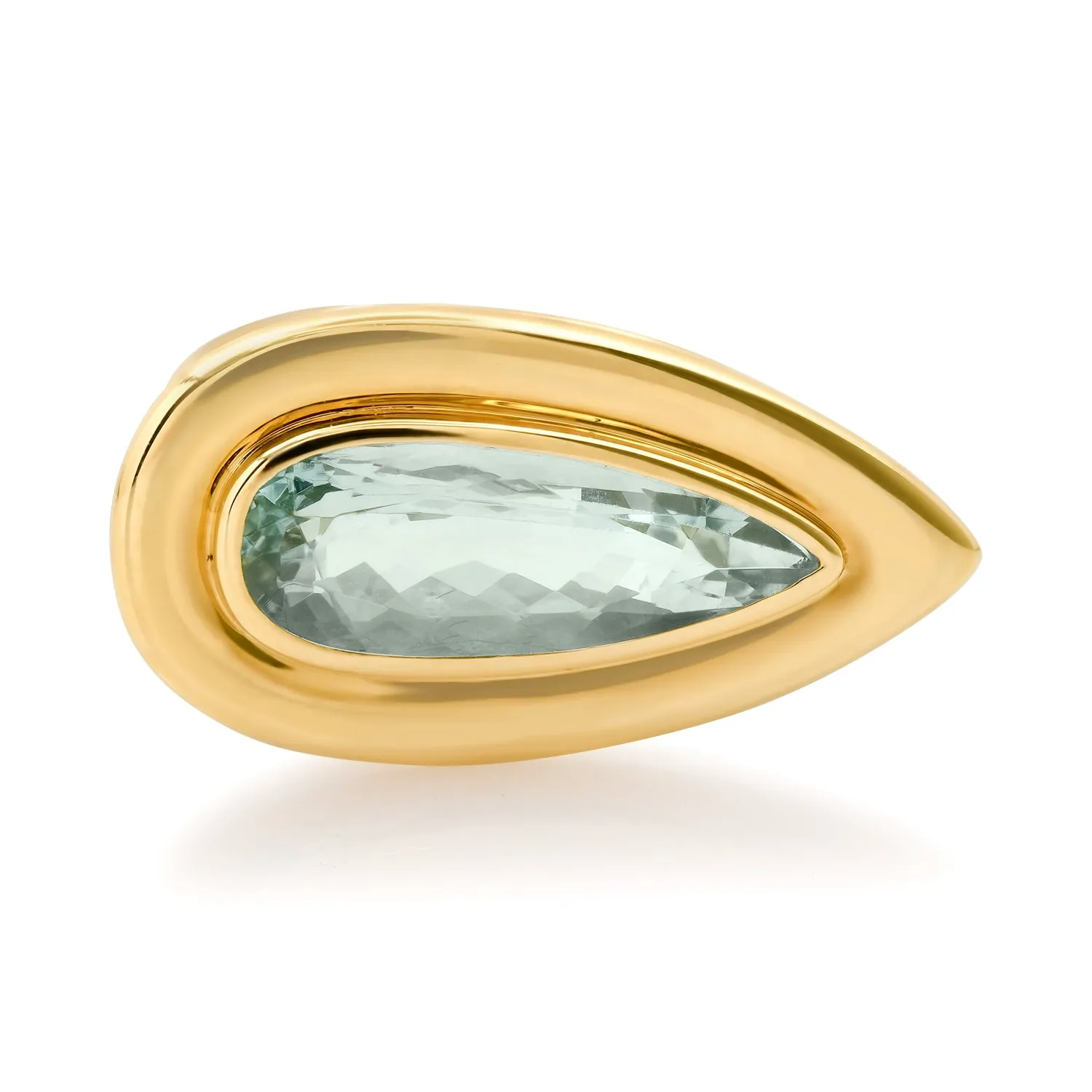 Bezel Set Sleek Pear Shaped Aquamarine Statement Ring