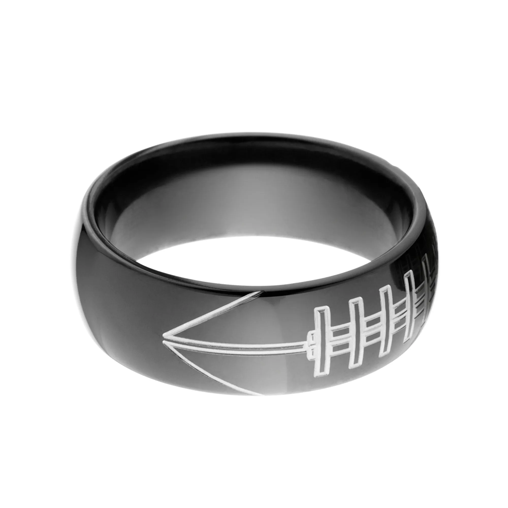 Black Zirconium Football Ring - Custom Made Men's Rings