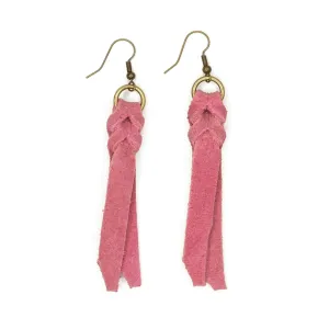 Braided Earrings: Pink Suede