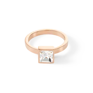 Brilliant Square big ring roségold crystal