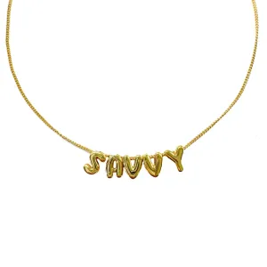 Bubble Letter Custom Word Necklace Smooth