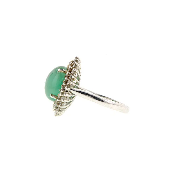 Cabochon Emerald & Diamond Frame Ring