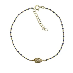 Chain: Semi Precious Beaded Stones & Pave Bead on Gold Vermeil: Lapis (BG7045LP)